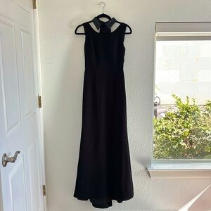 BCBG black dress, size 4, with black sequin collar and draped back